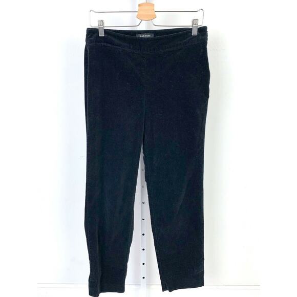 Talbots Pants - TALBOTS Sz 6  Classic Side Zip Pants Cotton Velvet Flat Front Straight Leg Black